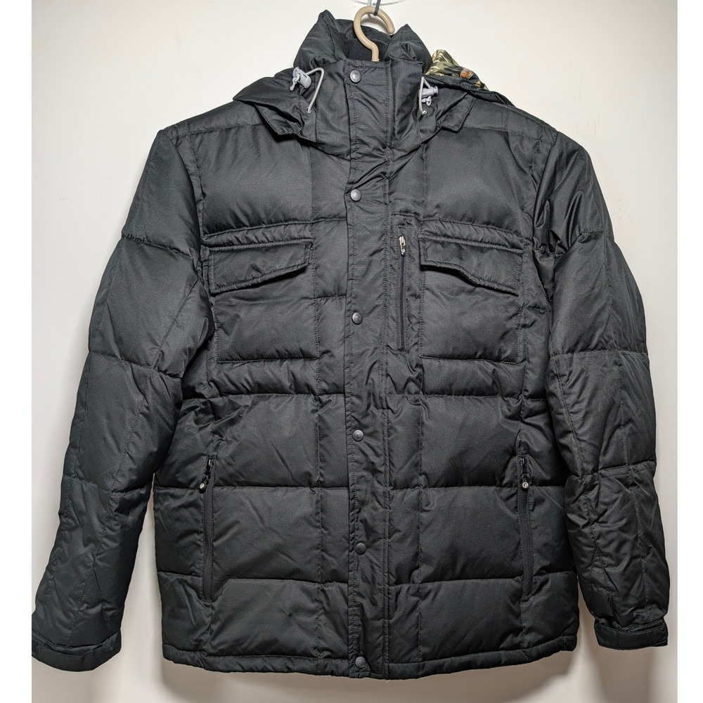 Vintage Jib Hunt Mens L Down Puffer Jacket Hunt Down Black Ripstop Snowboard Y2K